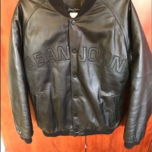 RARE XL Sean John leather monogrammed jacket